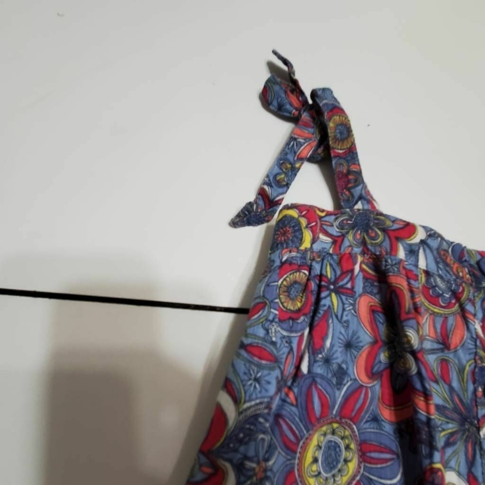 Old Navy Girls Romper Blue Red Floral Tie Front Sleeveless Knot Buttons XS - Picture 7 of 12
